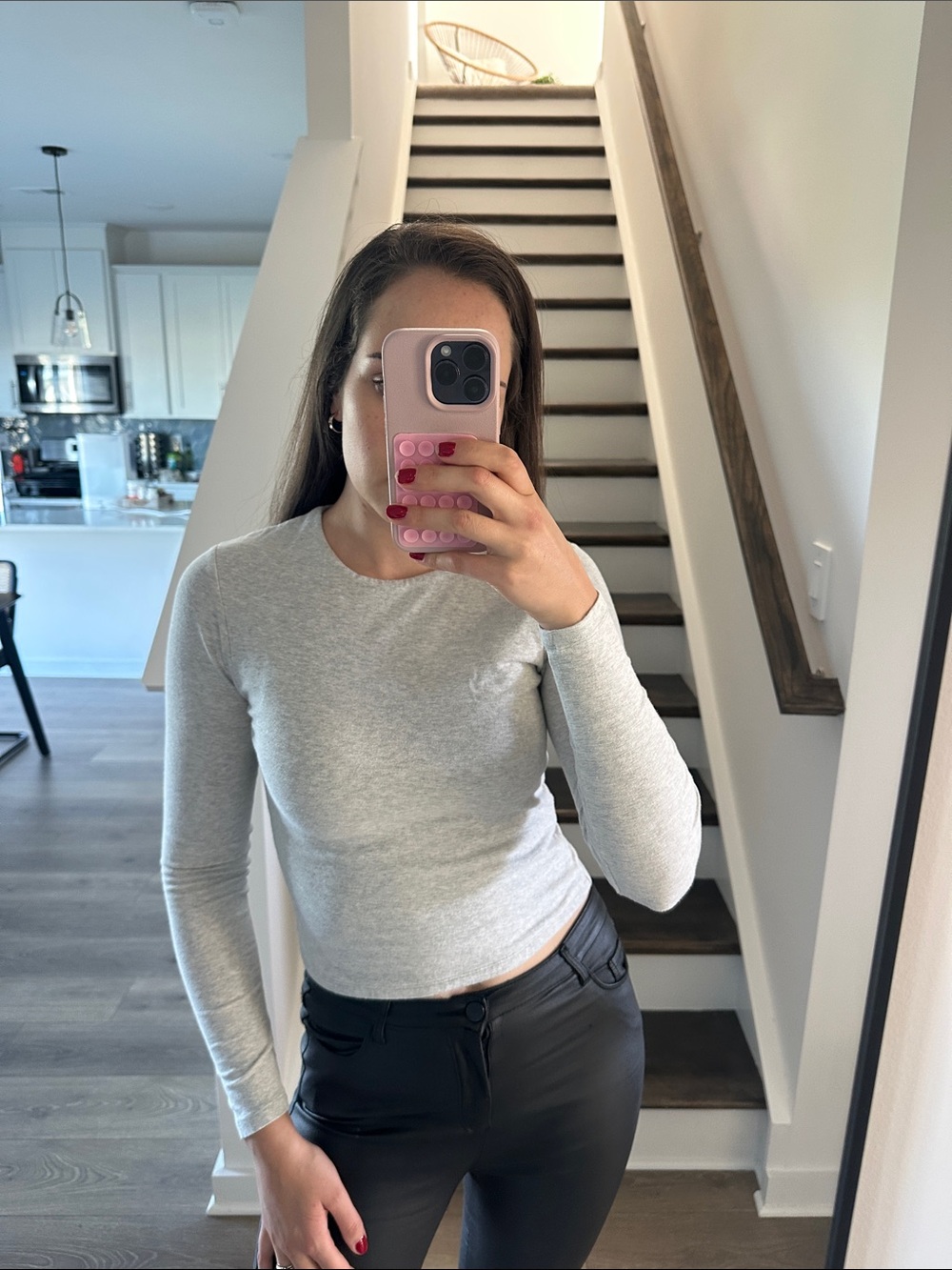 Abercrombie & Fitch Warm Women's Long-Sleeve Crewneck Top - Light Gray Small